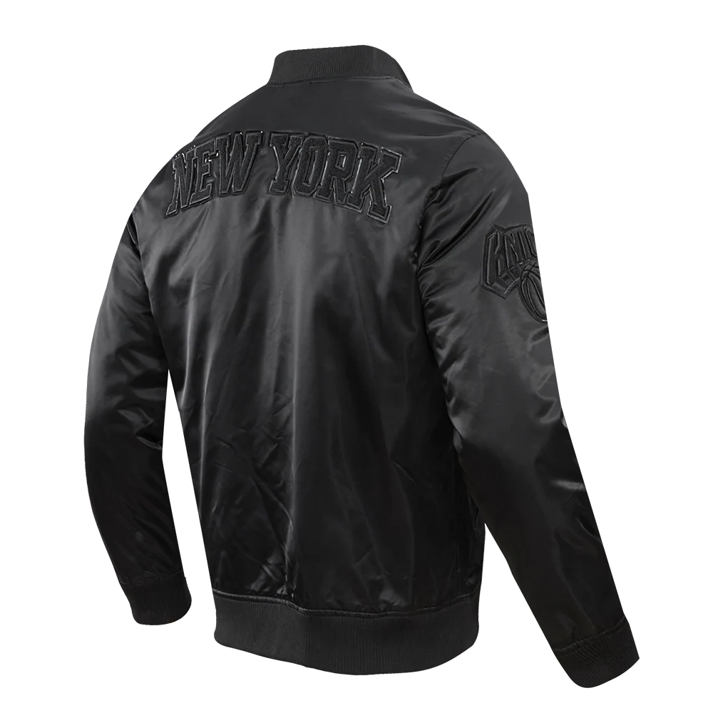 NBA NEW YORK KNICKS TRIPLE BLACK LOGO MEN'S SATIN JACKET (BLACK) - Image 6