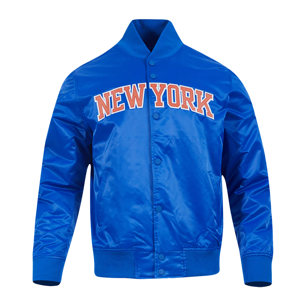 NBA NEW YORK KNICKS CLASSIC SATIN MEN'S SATIN JACKET (ROYAL BLUE)