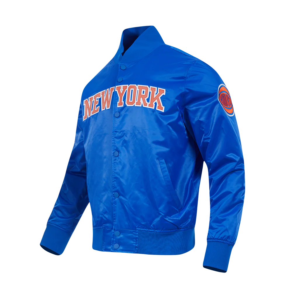 NBA NEW YORK KNICKS CLASSIC SATIN MEN'S SATIN JACKET (ROYAL BLUE) - Image 2