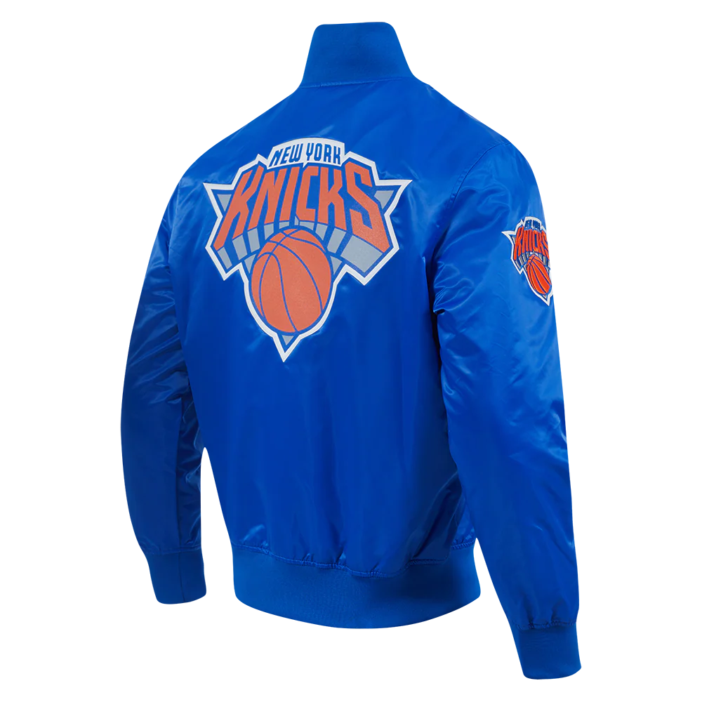 NBA NEW YORK KNICKS CLASSIC SATIN MEN'S SATIN JACKET (ROYAL BLUE) - Image 4