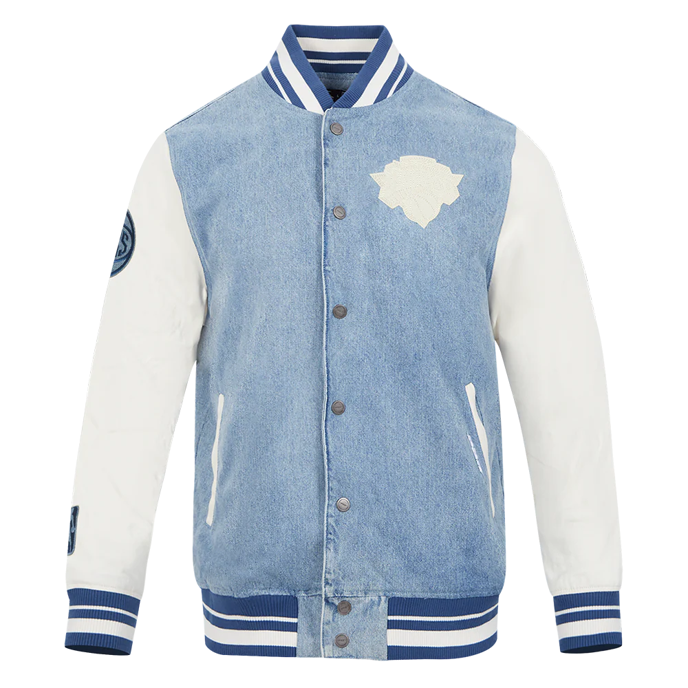 NBA NEW YORK KNICKS VARSITY BLUES DENIM VARSITY MEN'S JACKET (DENIM/LINEN) - Image 3
