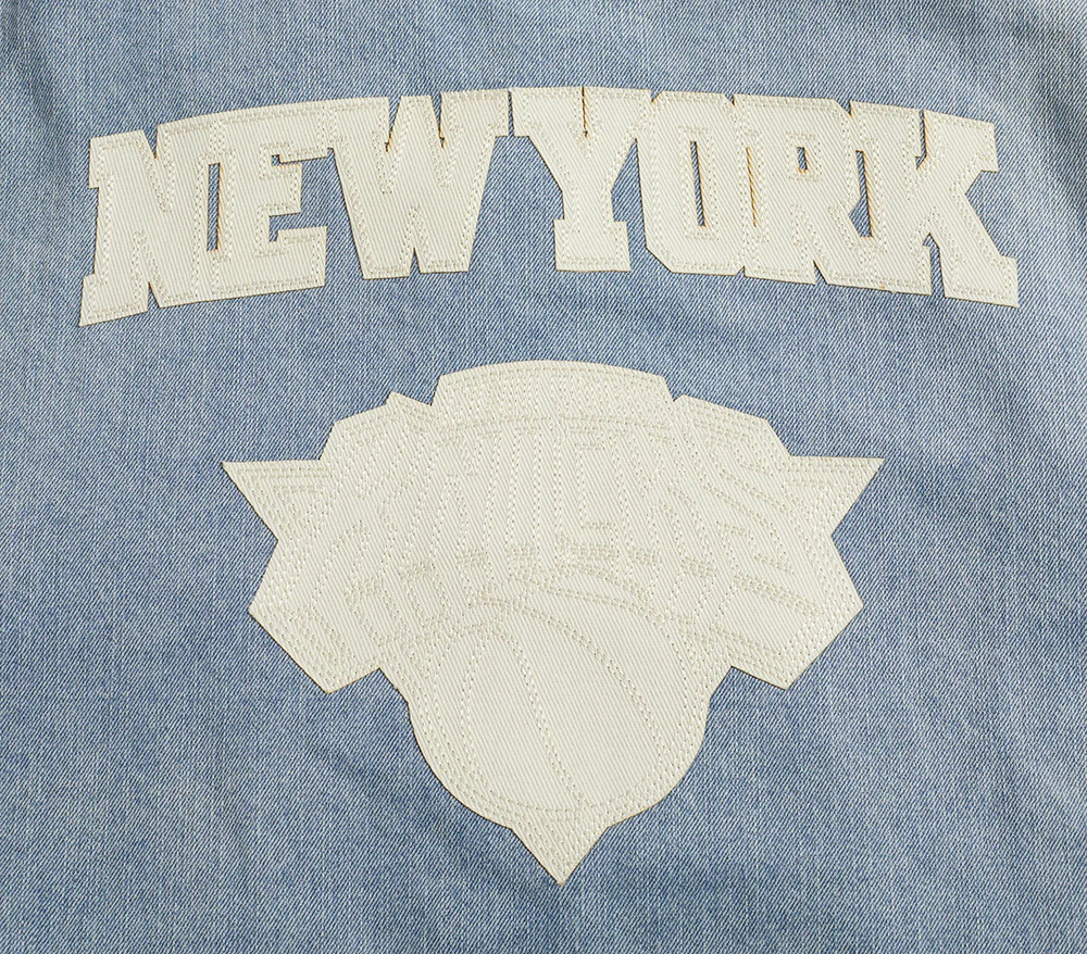 NBA NEW YORK KNICKS VARSITY BLUES DENIM VARSITY MEN'S JACKET (DENIM/LINEN) - Image 9