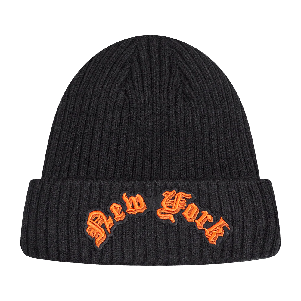 NBA NEW YORK KNICKS OLD ENGLISH BEANIE (BLACK)