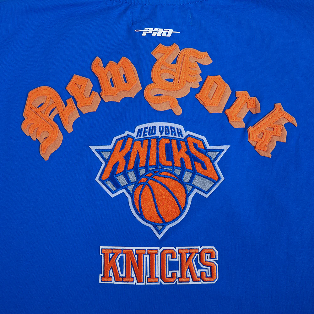 NBA NEW YORK KNICKS OLD ENGLISH WOMEN'S SJ BOXY TEE (ROYAL BLUE) - Image 5