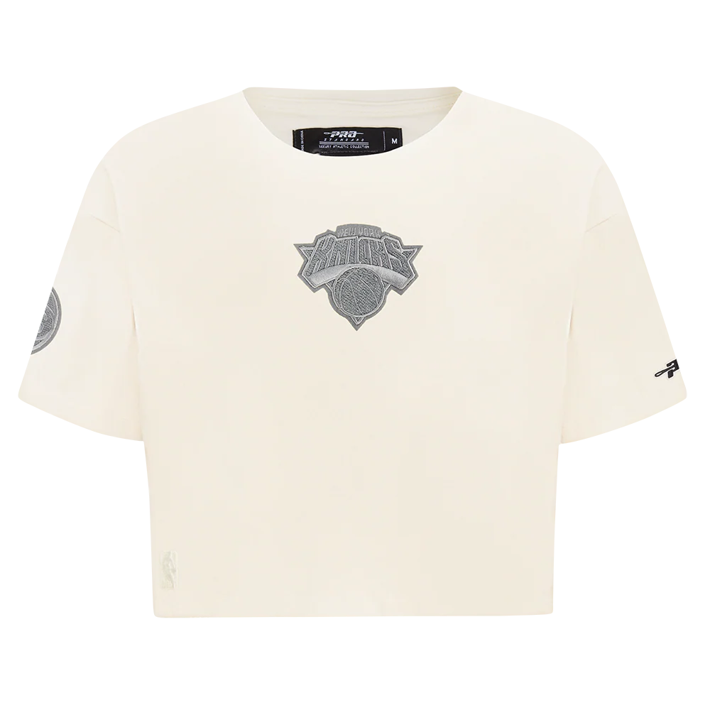 NBA NEW YORK KNICKS REVERSE FRENCH TERRY WOMEN'S SINGLE JERSEY BOXY TEE (EGGSHELL) - Image 8