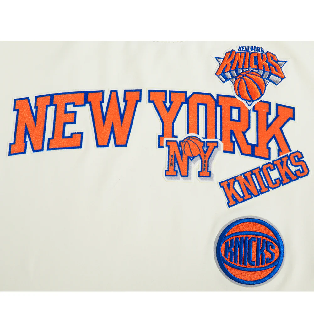 NBA NEW YORK KNICKS RETRO CASCADE WOMEN'S RINGER TEE (EGGSHELL/ROYAL BLUE) - Image 7