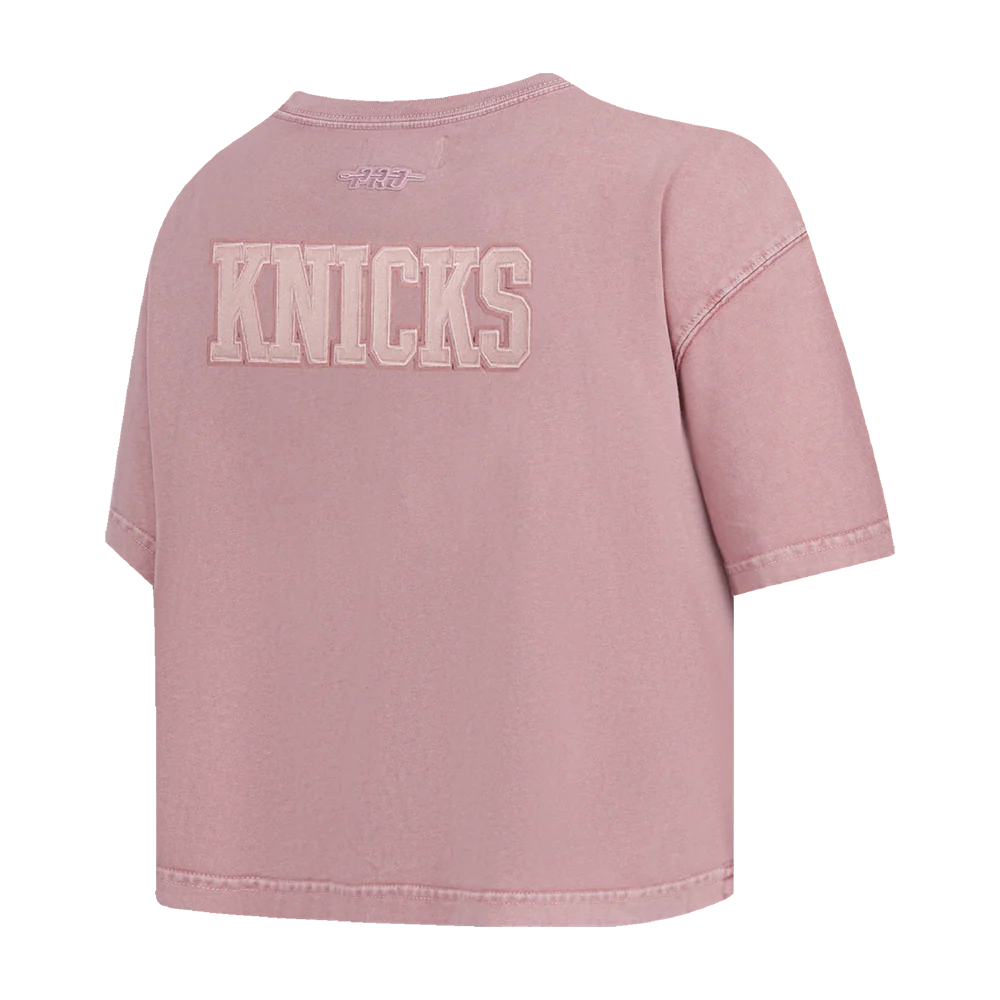 NBA NEW YORK KNICKS WASHED CLASSIC WOMEN'S ENZYME WASH BOXY TEE (WASHED MAUVE) - Image 4