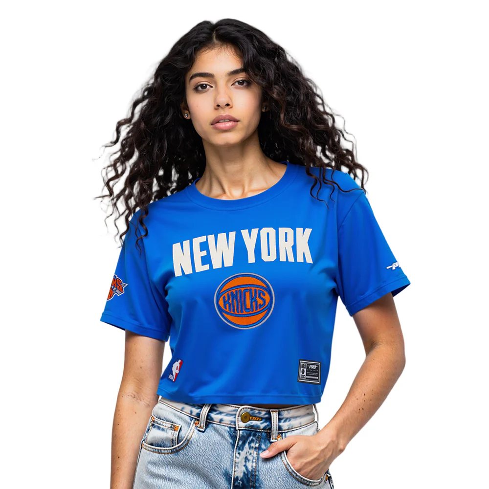 NBA NEW YORK KNICKS MODERN ORIGINALS WOMEN'S SJ BOXY TEE (ROYAL BLUE)