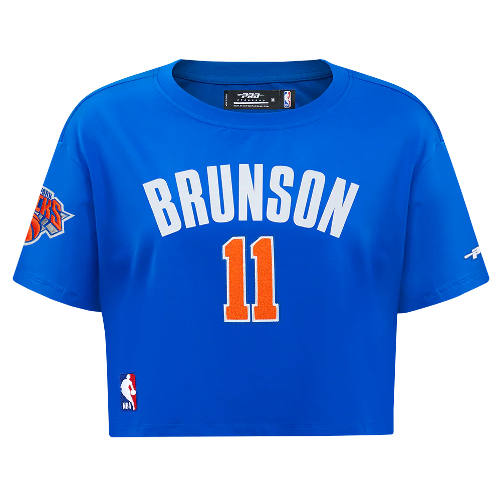 NBA NEW YORK KNICKS JALEN BRUNSON #11 CLASSIC PLAYER NAME AND NUMBER WOMEN'S SJ BOXY TEE - Image 3