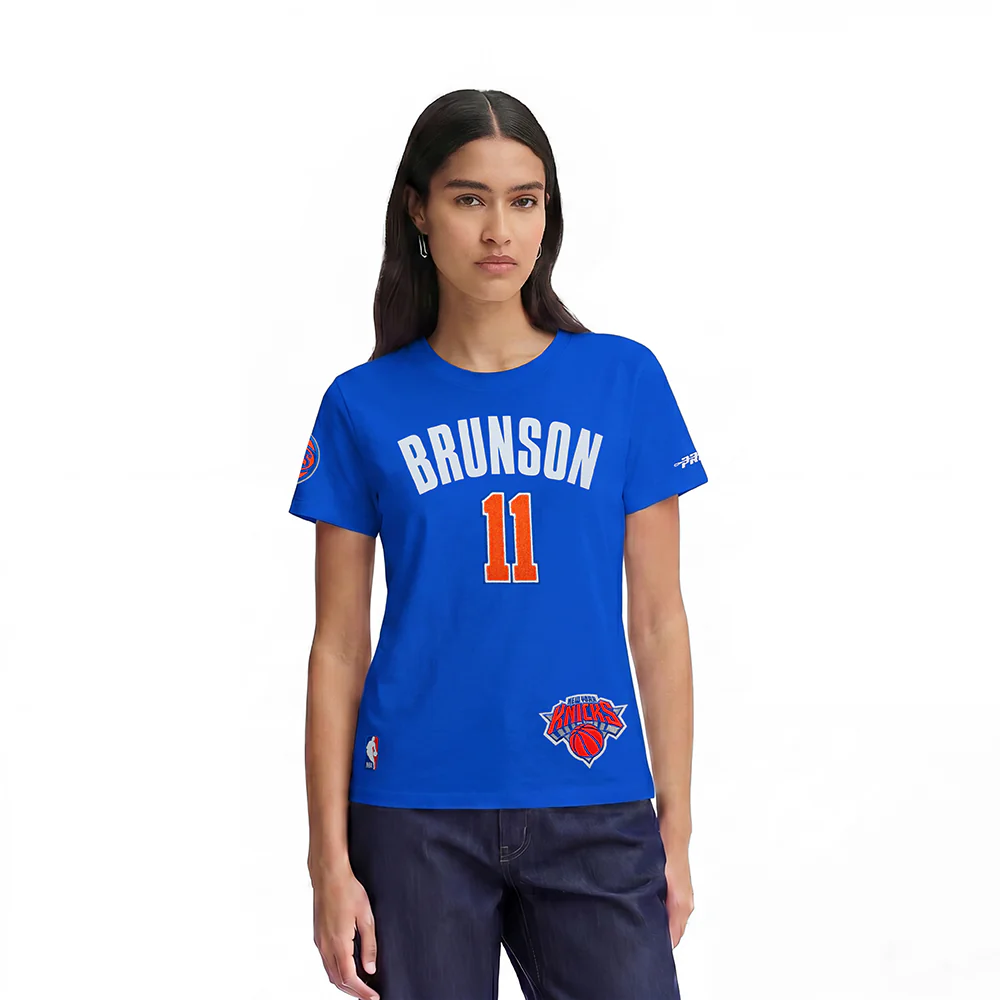 NBA NEW YORK KNICKS JALEN BRUNSON #11 CLASSIC PLAYER NAME AND NUMBER WOMEN'S SJ SLIM FIT TEE