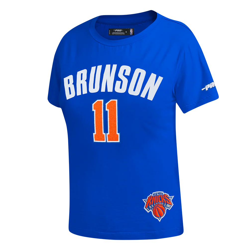 NBA NEW YORK KNICKS JALEN BRUNSON #11 CLASSIC PLAYER NAME AND NUMBER WOMEN'S SJ SLIM FIT TEE - Image 4