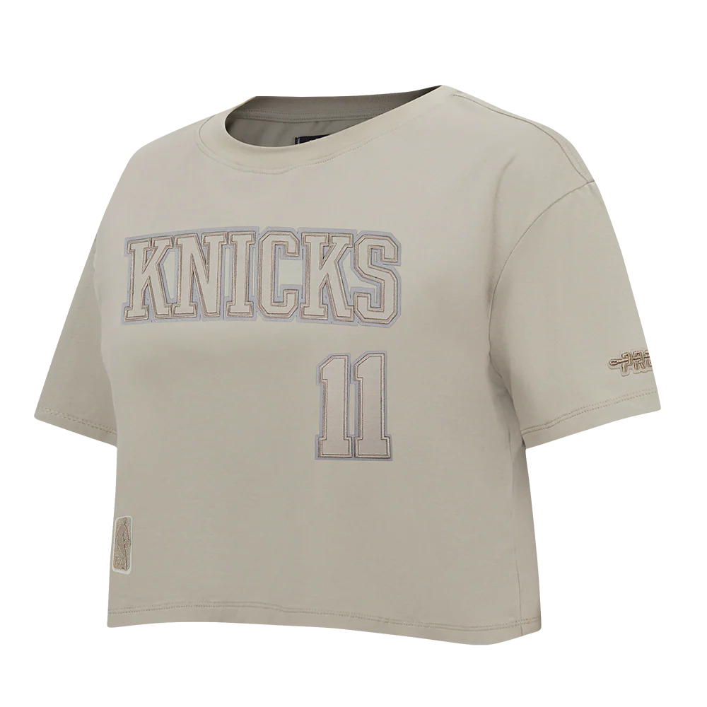 NBA NEW YORK KNICKS JALEN BRUNSON #11 NEUTRAL WOMEN'S SJ BOXY TEE (TAUPE) - Image 4