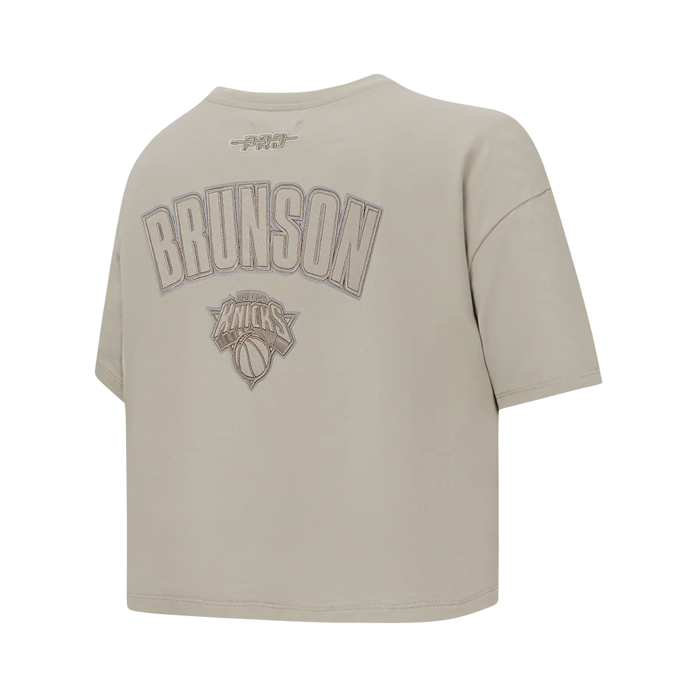 NBA NEW YORK KNICKS JALEN BRUNSON #11 NEUTRAL WOMEN'S SJ BOXY TEE (TAUPE) - Image 6