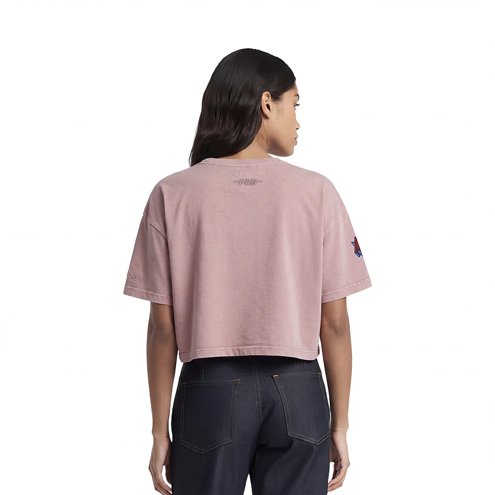 NBA NEW YORK KNICKS WASHED JEWELS WOMEN'S S/S BOXY TEE (WASHED MAUVE) - Image 2