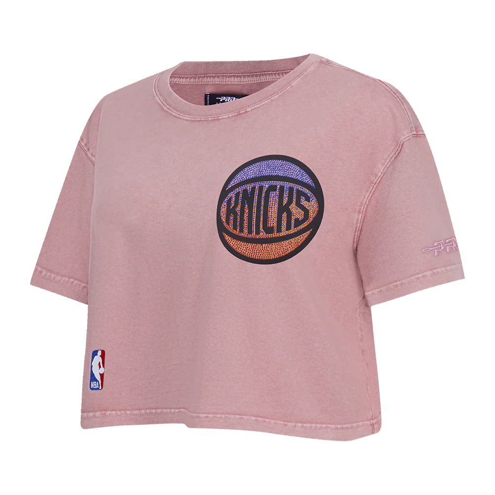 NBA NEW YORK KNICKS WASHED JEWELS WOMEN'S S/S BOXY TEE (WASHED MAUVE) - Image 3