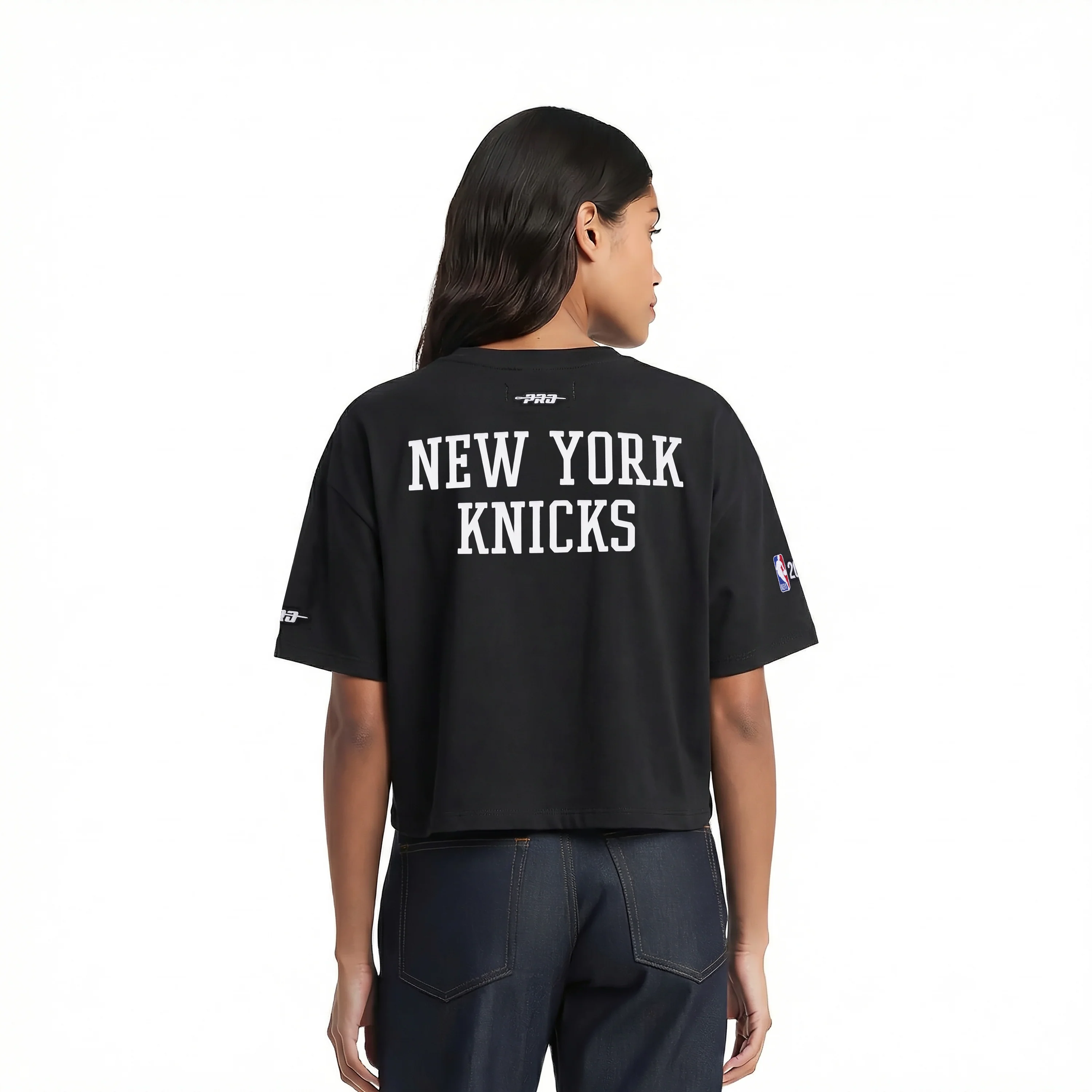 NEW YORK KNICKS 2026 NBA CHAMPIONSHIP WOMEN'S S/S BOXY TEE (BLACK) - Image 2