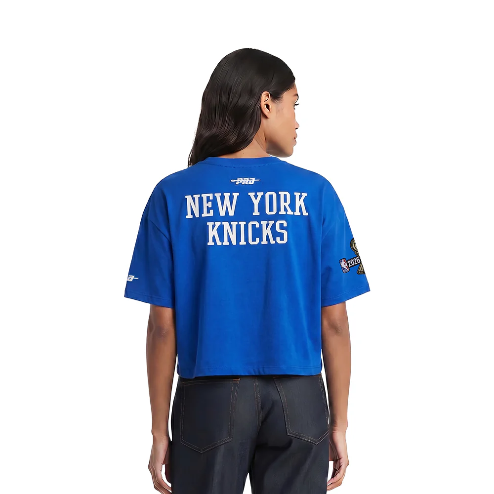 NEW YORK KNICKS 2026 NBA CHAMPIONSHIP WOMEN'S S/S BOXY TEE (ROYAL BLUE) - Image 2