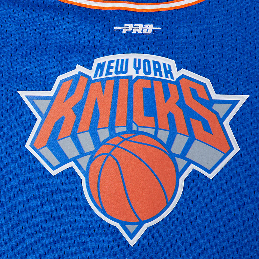 NBA NEW YORK KNICKS CLASSIC BIG BOYS MESH BUTTON DOWN SHIRT (ROYAL BLUE/ORANGE) - Image 9
