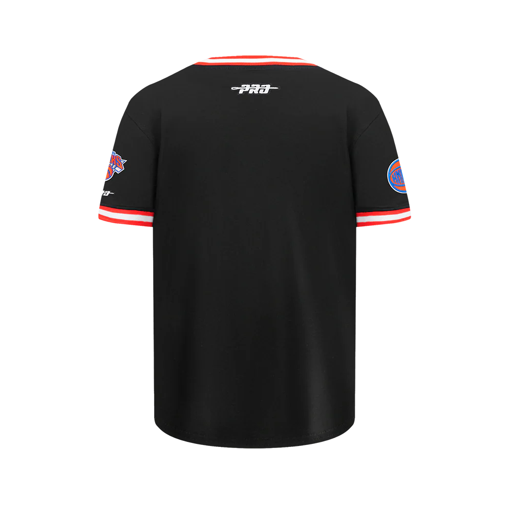 NBA NEW YORK KNICKS CLASSIC BIG BOY'S SS STRIPED RIB TEE (BLACK/ORANGE) - Image 3