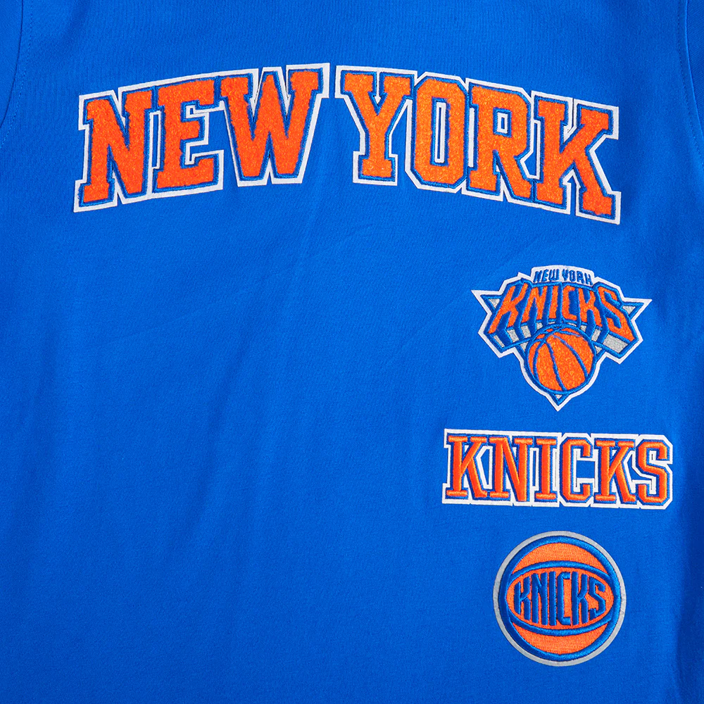 NBA NEW YORK KNICKS RETRO CLASSIC BIG BOY'S SS STRIPED RIB TEE (ROYAL BLUE/ORANGE) - Image 6