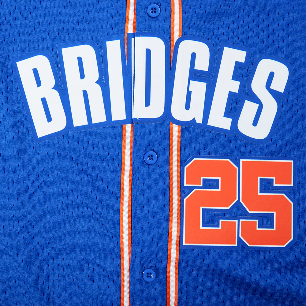 NBA NEW YORK KNICKS MIKAL BRIDGES #25 CLASSIC PNN BIG BOY'S MESH BUTTON DOWN SHIRT (ROYAL BLUE/ORANGE) - Image 9
