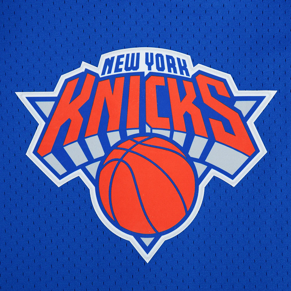 NBA NEW YORK KNICKS JALEN BRUNSON #11 CLASSIC PNN BIG BOY'S MESH BUTTON DOWN SHIRT (ROYAL BLUE/ORANGE) - Image 11