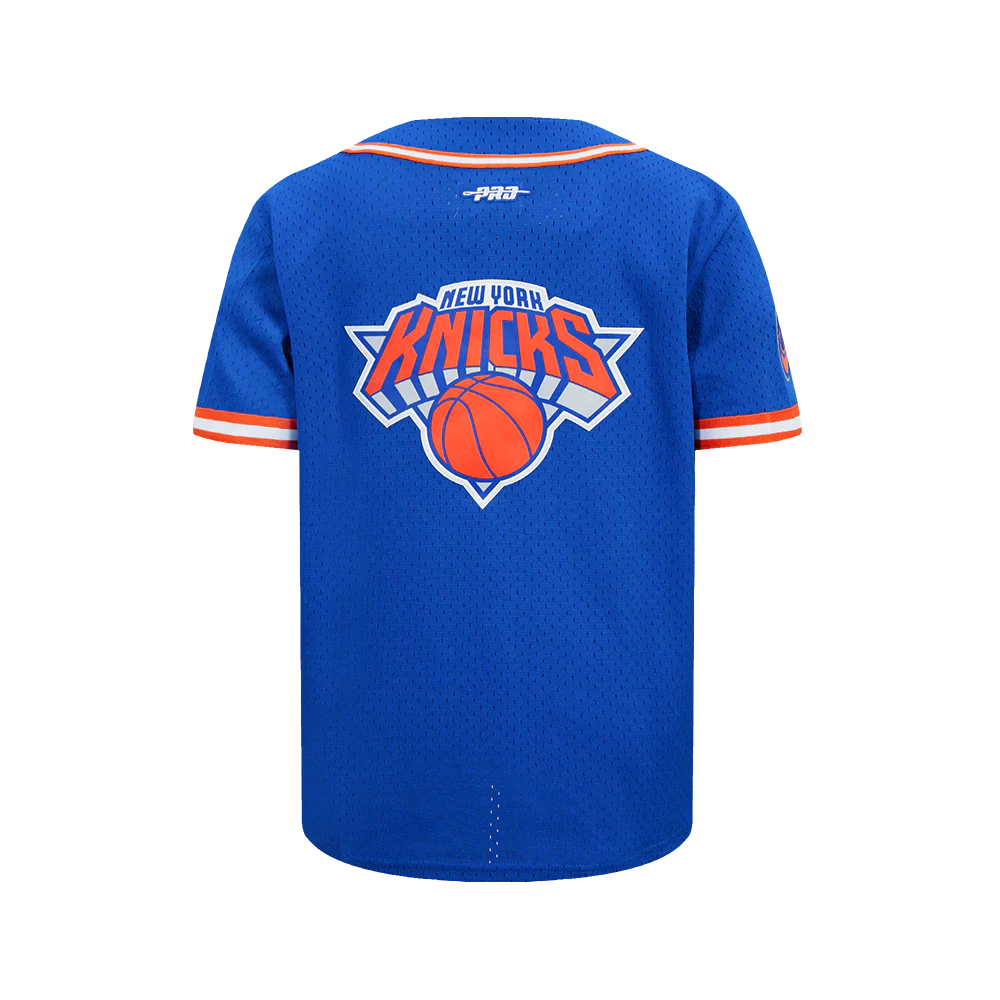 NBA NEW YORK KNICKS JALEN BRUNSON #11 CLASSIC PNN BIG BOY'S MESH BUTTON DOWN SHIRT (ROYAL BLUE/ORANGE) - Image 5