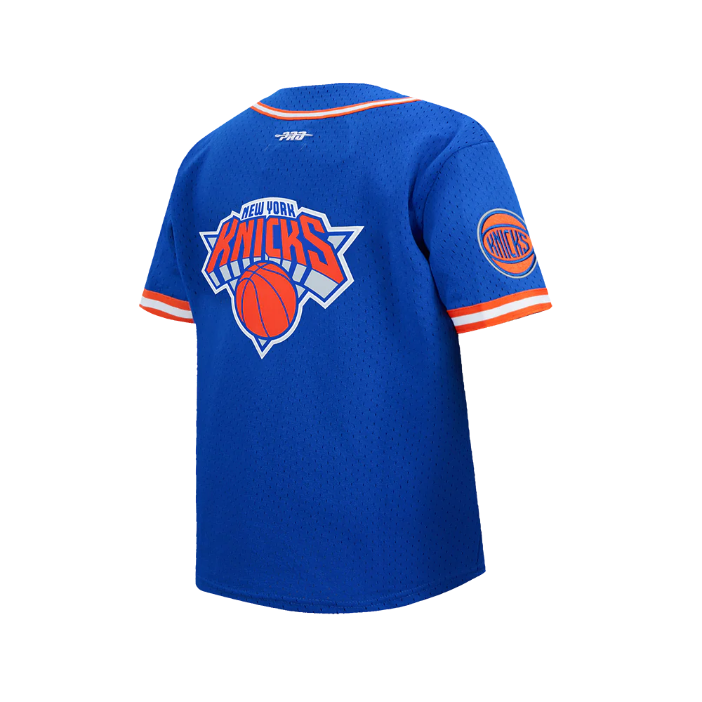 NBA NEW YORK KNICKS JALEN BRUNSON #11 CLASSIC PNN BIG BOY'S MESH BUTTON DOWN SHIRT (ROYAL BLUE/ORANGE) - Image 6