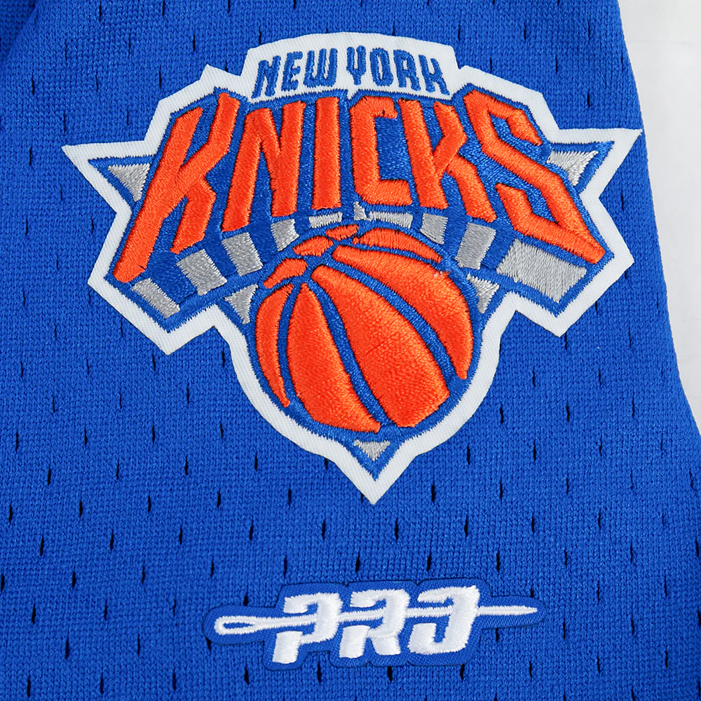 NBA NEW YORK KNICKS JALEN BRUNSON #11 CLASSIC PNN BIG BOY'S MESH BUTTON DOWN SHIRT (ROYAL BLUE/ORANGE) - Image 8