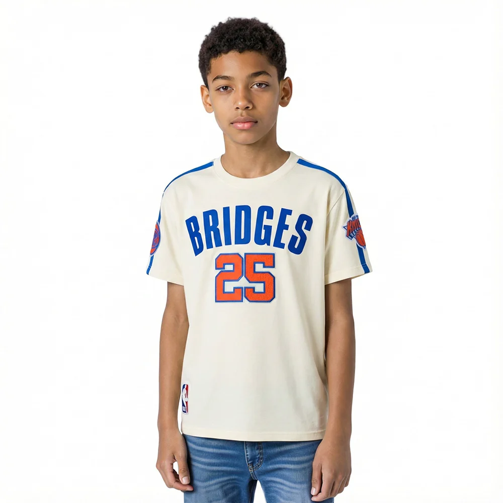 NBA NEW YORK KNICKS MIKAL BRIDGES #25 CLASSIC PNN BIG BOY'S SS TAPING T (EGGSHELL/ROYAL BLUE)