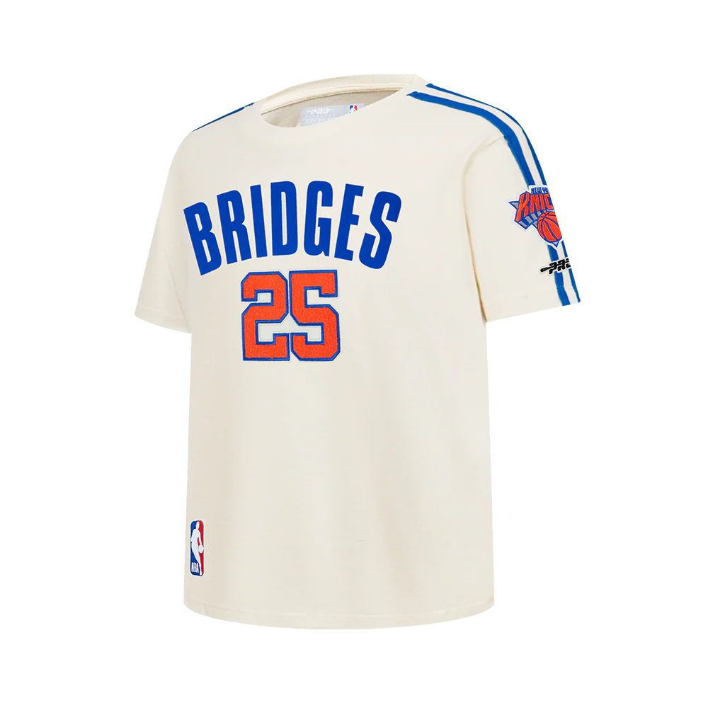 NBA NEW YORK KNICKS MIKAL BRIDGES #25 CLASSIC PNN BIG BOY'S SS TAPING T (EGGSHELL/ROYAL BLUE) - Image 5
