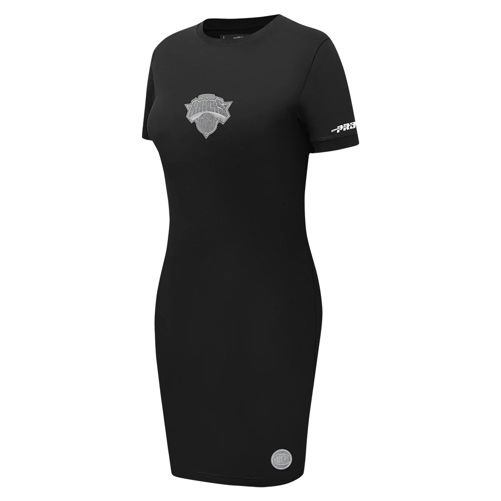 NBA NEW YORK KNICKS REVERSE FRENCH TERRY WOMEN'S BODYCON DRESS (BLACK) - Image 2