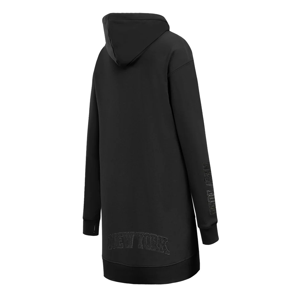 NBA NEW YORK KNICKS TRIPLE BLACK WOMEN'S FLC HOODIE DRESS (TRIPLE BLACK) - Image 4