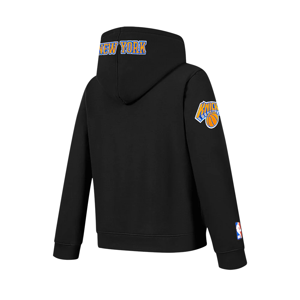 NBA NEW YORK KNICKS CLASSIC BIG BOY'S FLC FZ PO HOODIE (BLACK) - Image 4