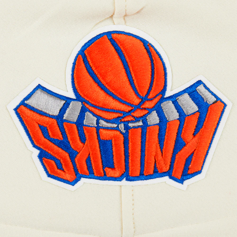 NBA NEW YORK KNICKS RETRO CLASSIC BIG BOYS RIB FLEECE PULLOVER HOODIE (EGGSHELL/ROYAL BLUE) - Image 4