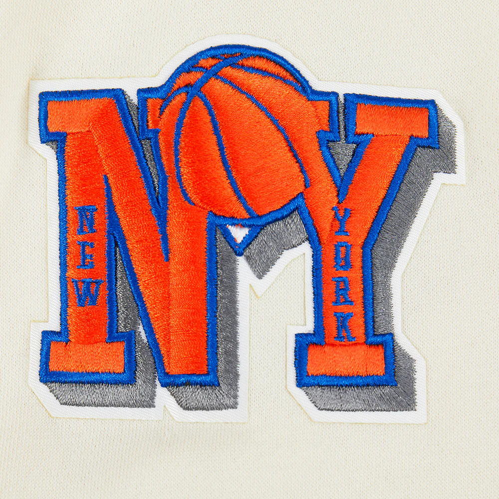 NBA NEW YORK KNICKS RETRO CLASSIC BIG BOYS RIB FLEECE PULLOVER HOODIE (EGGSHELL/ROYAL BLUE) - Image 6