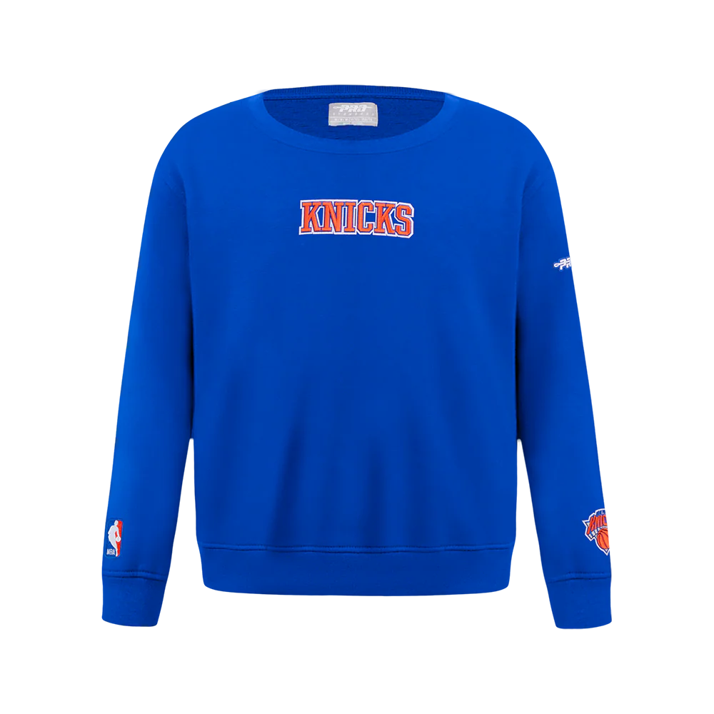 NBA NEW YORK KNICKS WINGSPAN BIG BOY'S DROP SHOULDER FLC CREWNECK (ROYAL BLUE) - Image 3