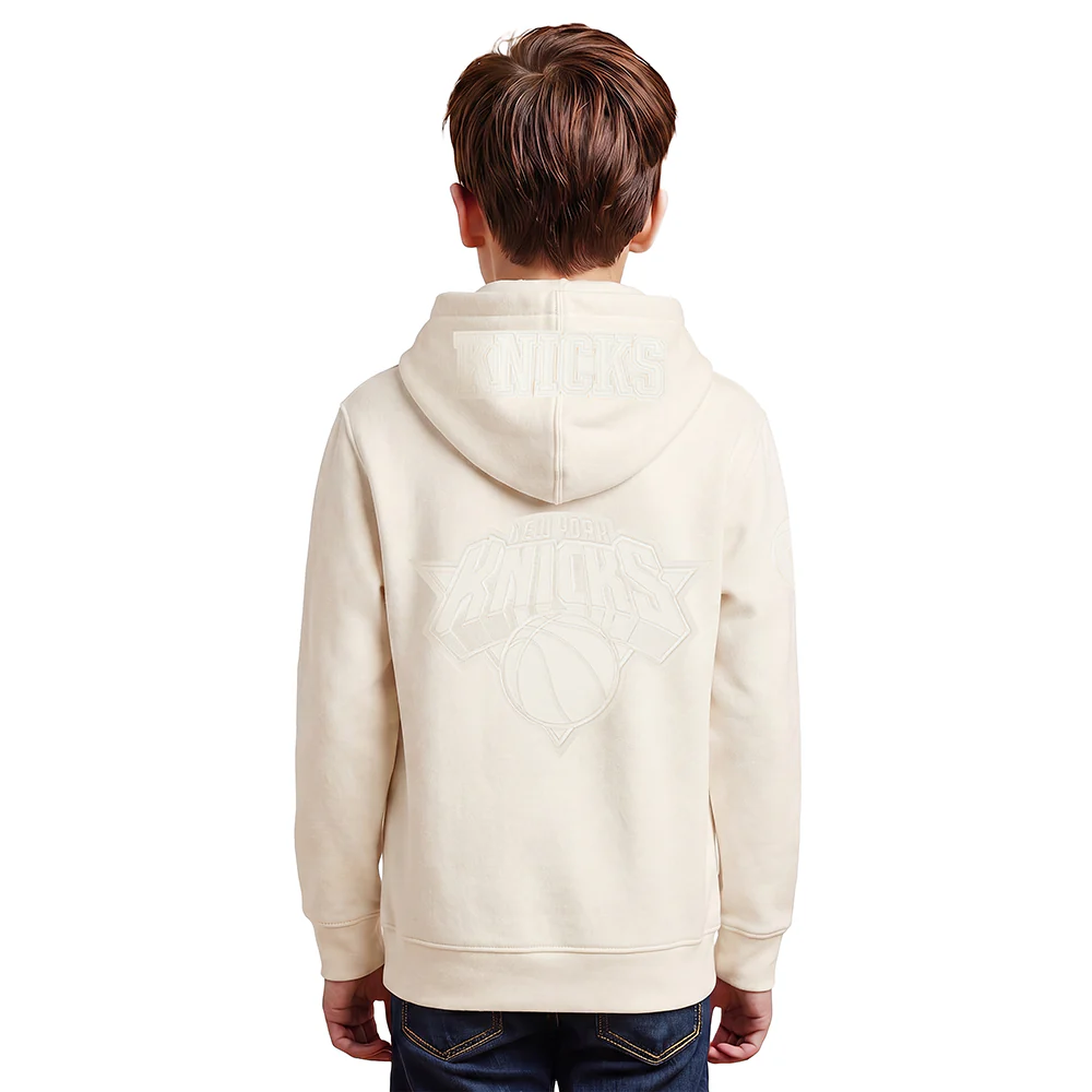 NBA NEW YORK KNICKS Jalen Brunson #11 NEUTRAL PNN BIG BOY'S FLEECE PO HOODIE (EGGSHELL) - Image 2