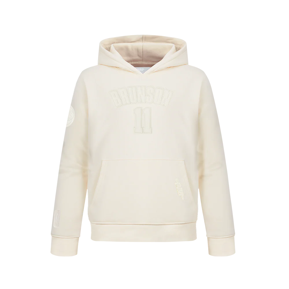 NBA NEW YORK KNICKS Jalen Brunson #11 NEUTRAL PNN BIG BOY'S FLEECE PO HOODIE (EGGSHELL) - Image 3