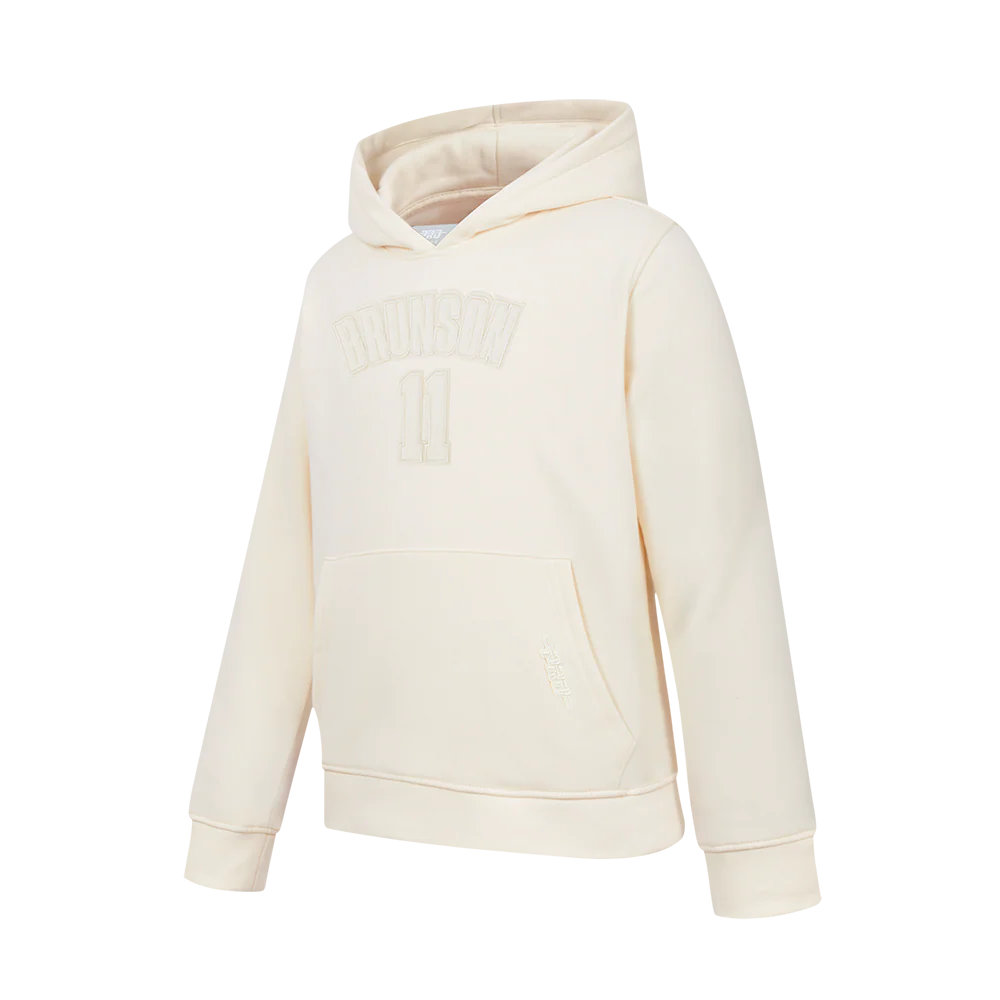 NBA NEW YORK KNICKS Jalen Brunson #11 NEUTRAL PNN BIG BOY'S FLEECE PO HOODIE (EGGSHELL) - Image 4