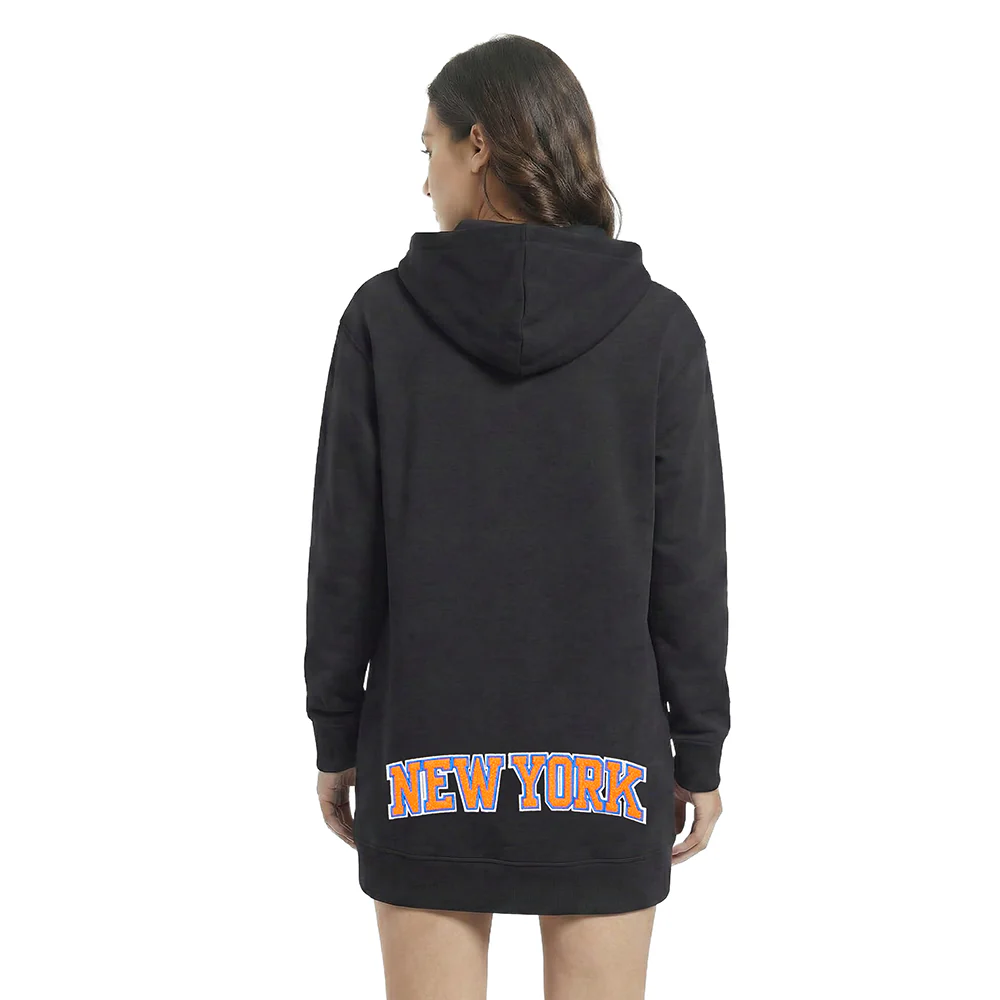 NBA NEW YORK KNICKS CLASSIC WOMEN'S FLC HOODIE DRESS (BLACK) - Image 2