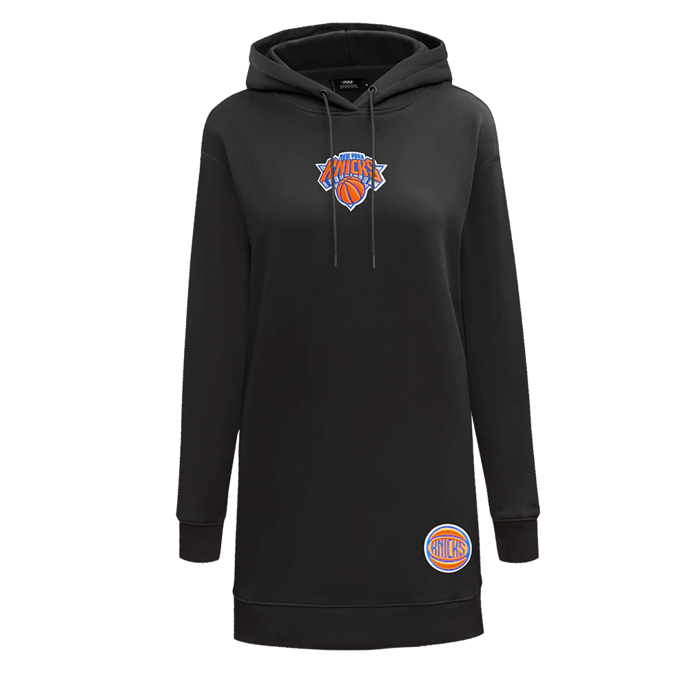 NBA NEW YORK KNICKS CLASSIC WOMEN'S FLC HOODIE DRESS (BLACK) - Image 3