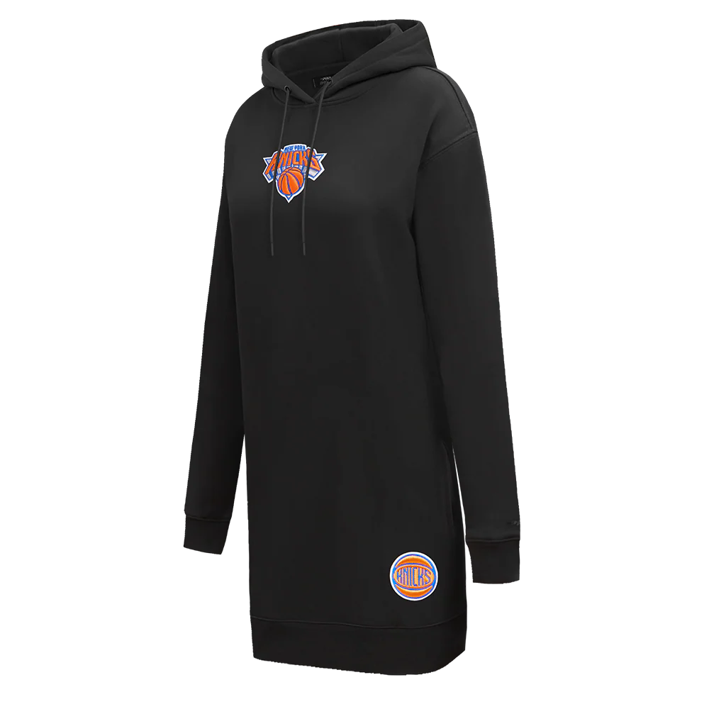 NBA NEW YORK KNICKS CLASSIC WOMEN'S FLC HOODIE DRESS (BLACK) - Image 4