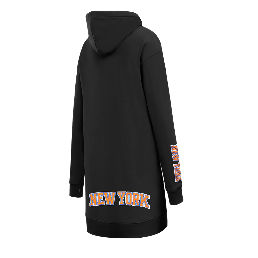 NBA NEW YORK KNICKS CLASSIC WOMEN'S FLC HOODIE DRESS (BLACK) - Image 6