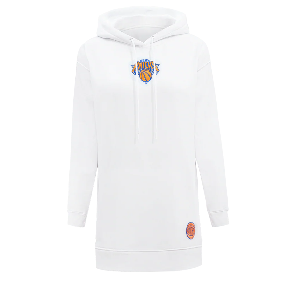 NBA NEW YORK KNICKS CLASSIC WOMEN'S FLC HOODIE DRESS (WHITE)