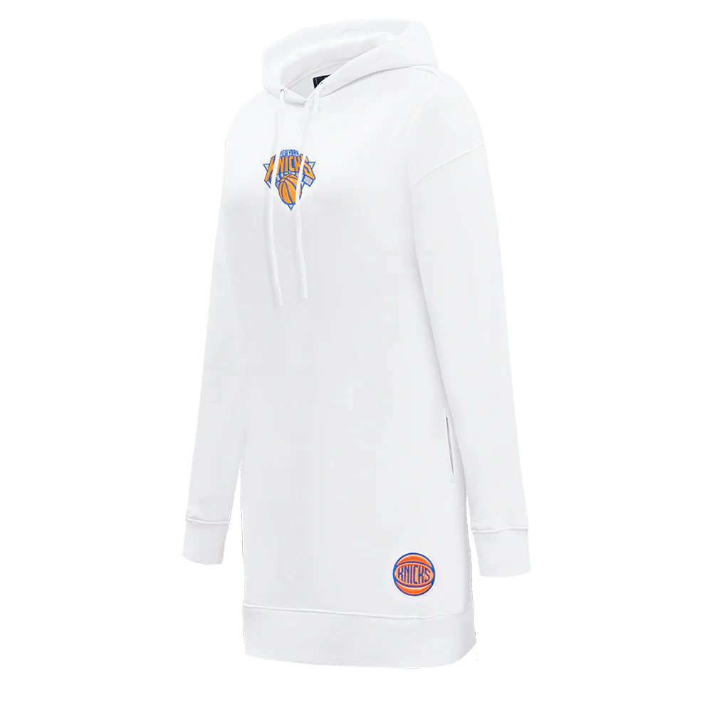 NBA NEW YORK KNICKS CLASSIC WOMEN'S FLC HOODIE DRESS (WHITE) - Image 2