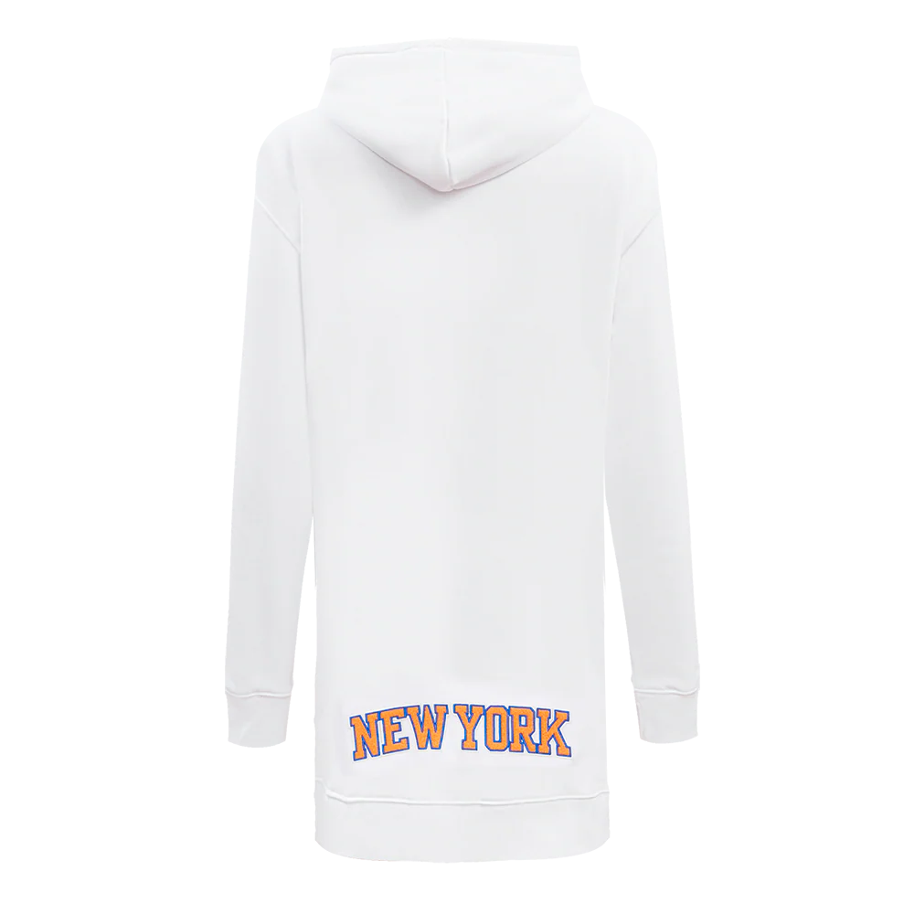 NBA NEW YORK KNICKS CLASSIC WOMEN'S FLC HOODIE DRESS (WHITE) - Image 3