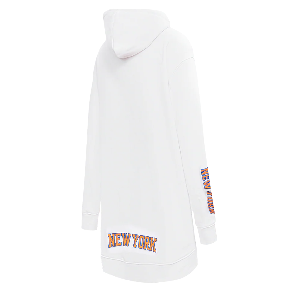 NBA NEW YORK KNICKS CLASSIC WOMEN'S FLC HOODIE DRESS (WHITE) - Image 4