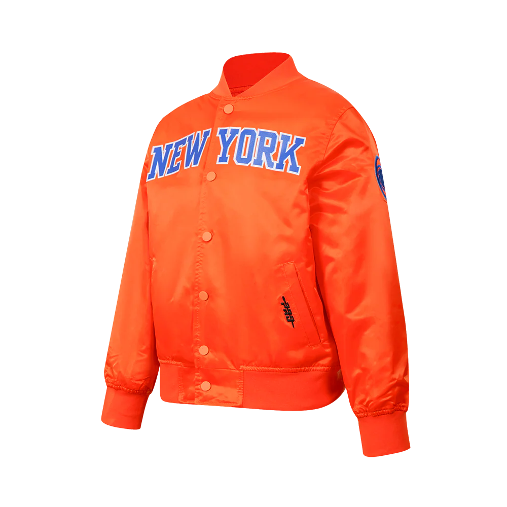 NBA NEW YORK KNICKS CLASSIC BIG BOYS SATIN JACKET (ORANGE) - Image 2