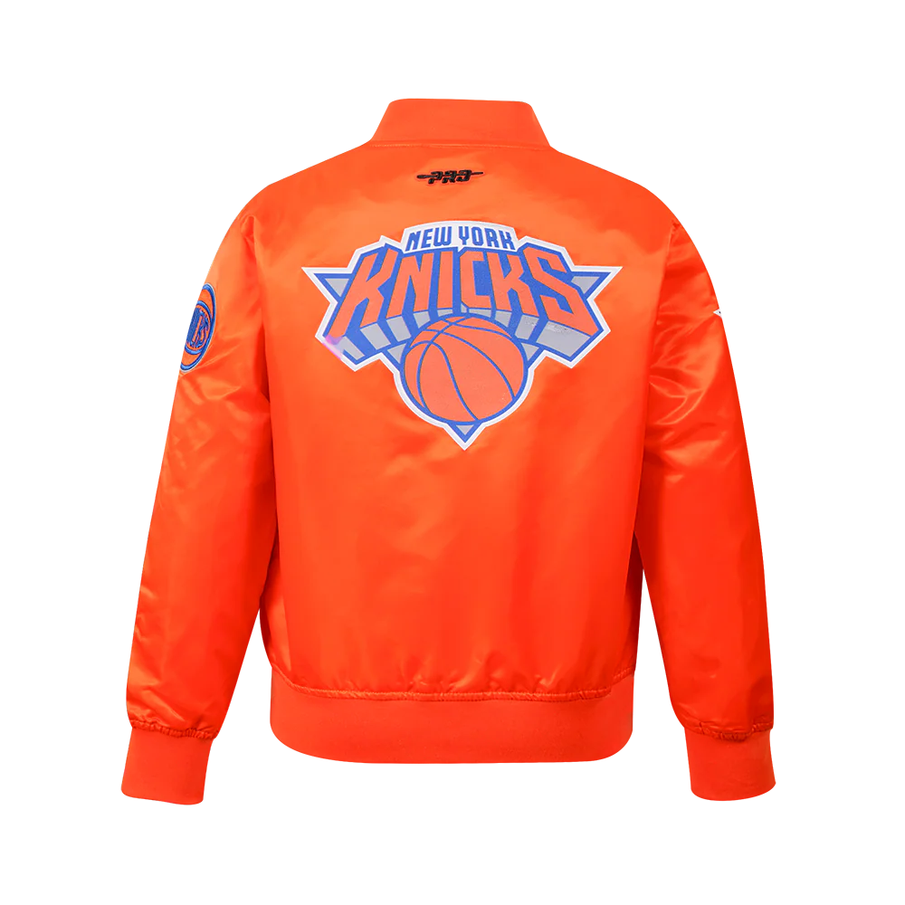 NBA NEW YORK KNICKS CLASSIC BIG BOYS SATIN JACKET (ORANGE) - Image 3